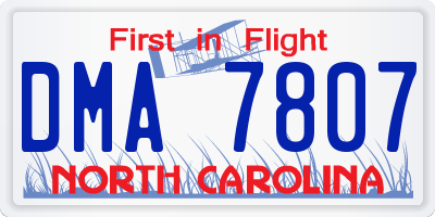 NC license plate DMA7807