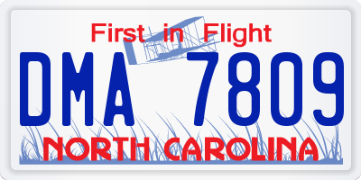 NC license plate DMA7809