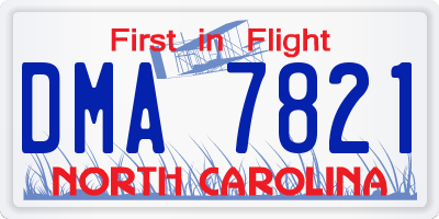 NC license plate DMA7821
