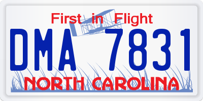 NC license plate DMA7831