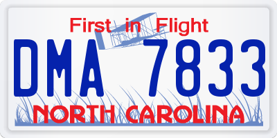 NC license plate DMA7833