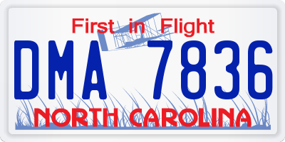 NC license plate DMA7836