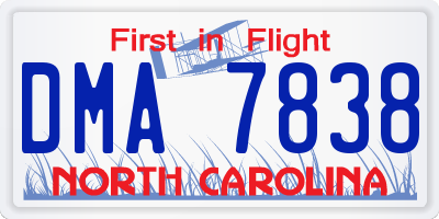 NC license plate DMA7838