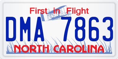 NC license plate DMA7863