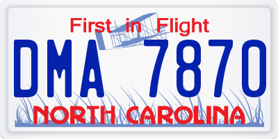 NC license plate DMA7870