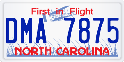 NC license plate DMA7875