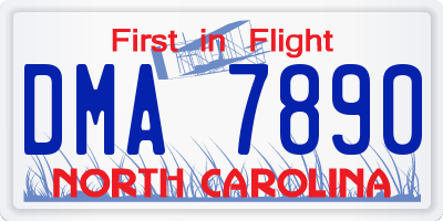 NC license plate DMA7890