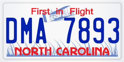 NC license plate DMA7893