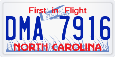 NC license plate DMA7916