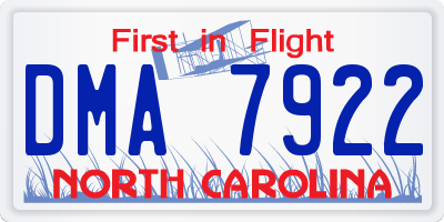 NC license plate DMA7922