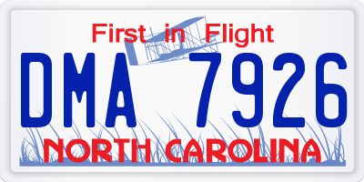NC license plate DMA7926