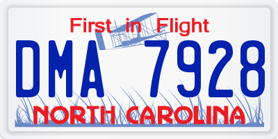 NC license plate DMA7928