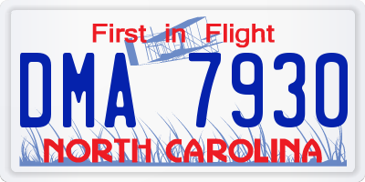 NC license plate DMA7930