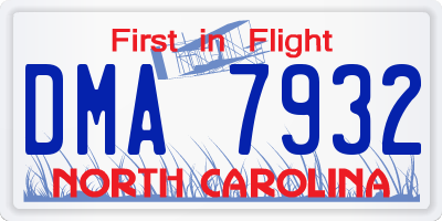NC license plate DMA7932
