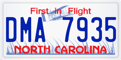 NC license plate DMA7935