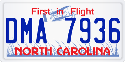 NC license plate DMA7936