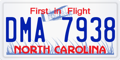 NC license plate DMA7938