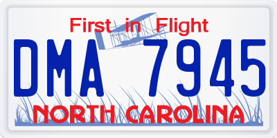 NC license plate DMA7945
