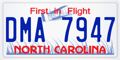 NC license plate DMA7947
