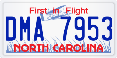 NC license plate DMA7953
