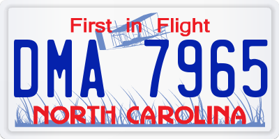NC license plate DMA7965