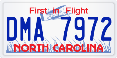 NC license plate DMA7972