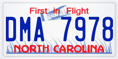 NC license plate DMA7978