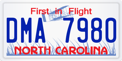 NC license plate DMA7980
