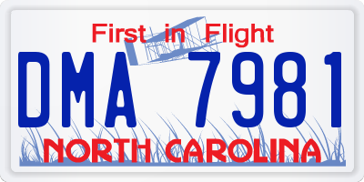 NC license plate DMA7981