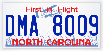 NC license plate DMA8009