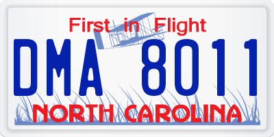 NC license plate DMA8011