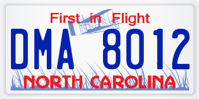 NC license plate DMA8012