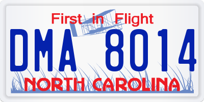 NC license plate DMA8014