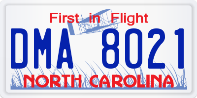 NC license plate DMA8021