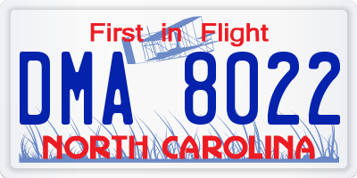 NC license plate DMA8022