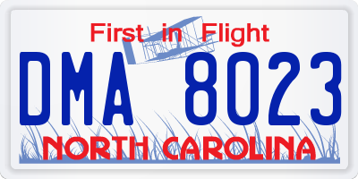 NC license plate DMA8023