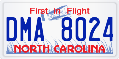 NC license plate DMA8024