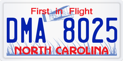NC license plate DMA8025
