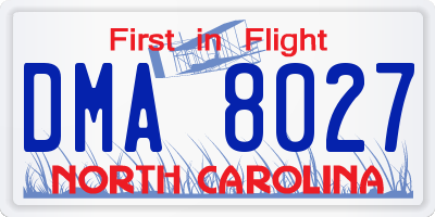 NC license plate DMA8027