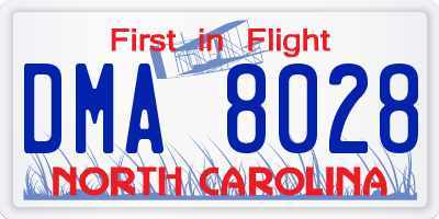 NC license plate DMA8028