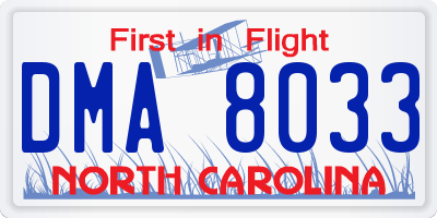 NC license plate DMA8033