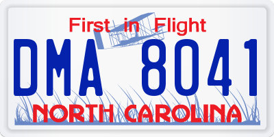 NC license plate DMA8041
