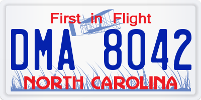 NC license plate DMA8042