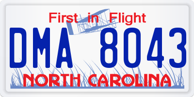 NC license plate DMA8043