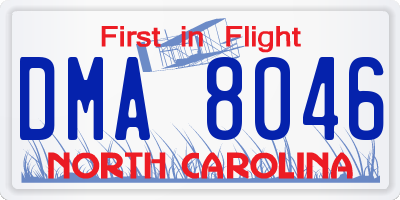 NC license plate DMA8046