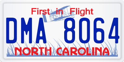 NC license plate DMA8064