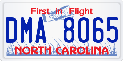 NC license plate DMA8065