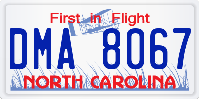 NC license plate DMA8067