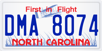 NC license plate DMA8074