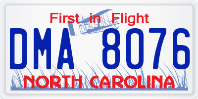 NC license plate DMA8076